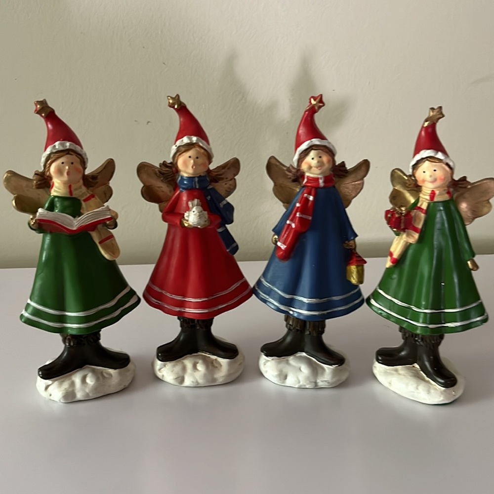 Four Christmas Elf/Angel Figurines